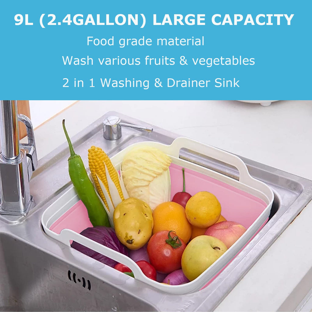 Montnorth Dishpan For Washing Dishes,9L Collapsible Dish Tub Portable Sink,Wash Dish Basin,Foldable Laundry Tub,Washing Basin Wi