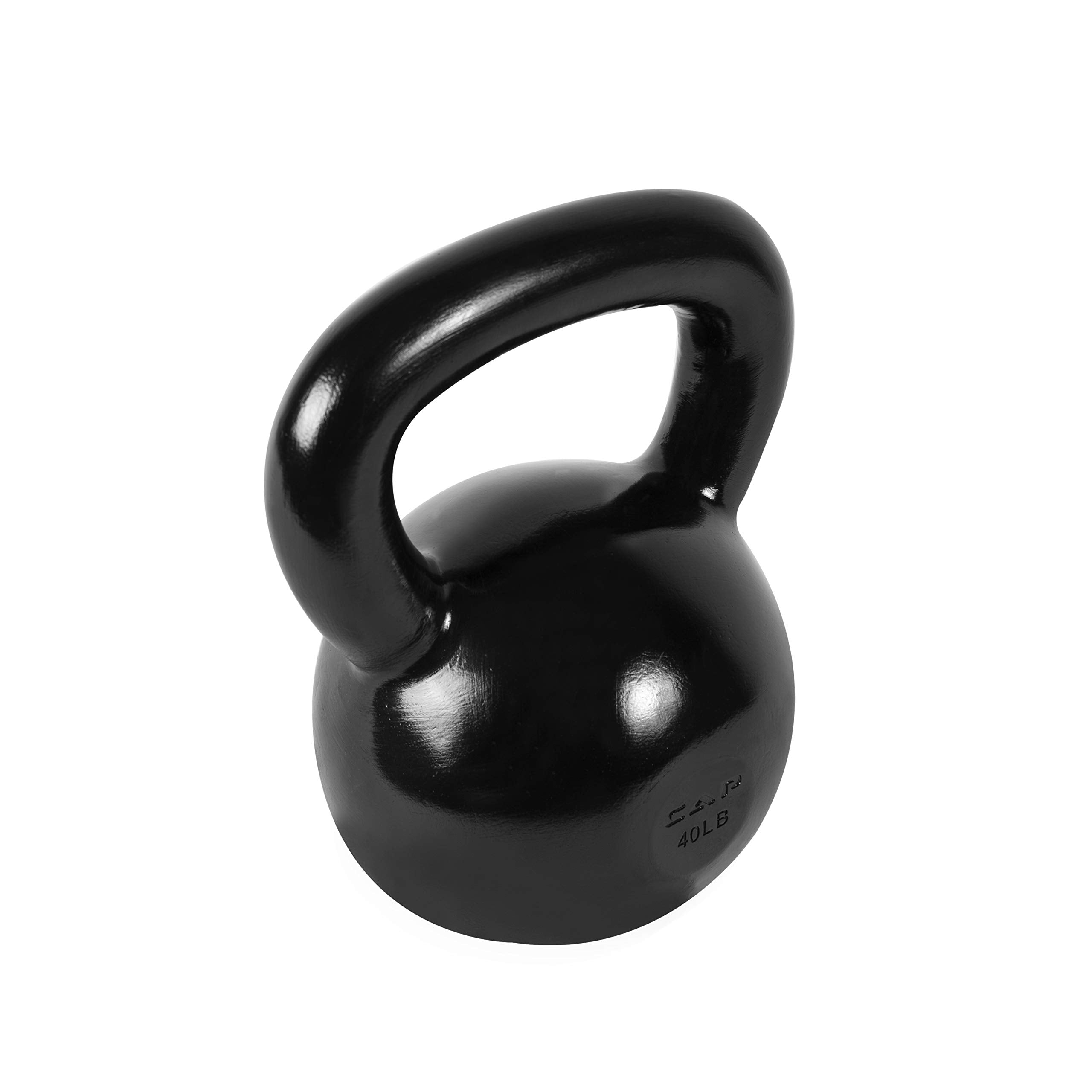 Cap Barbell Black Powder Coated Cast Iron Kettlebell, 40 Lb