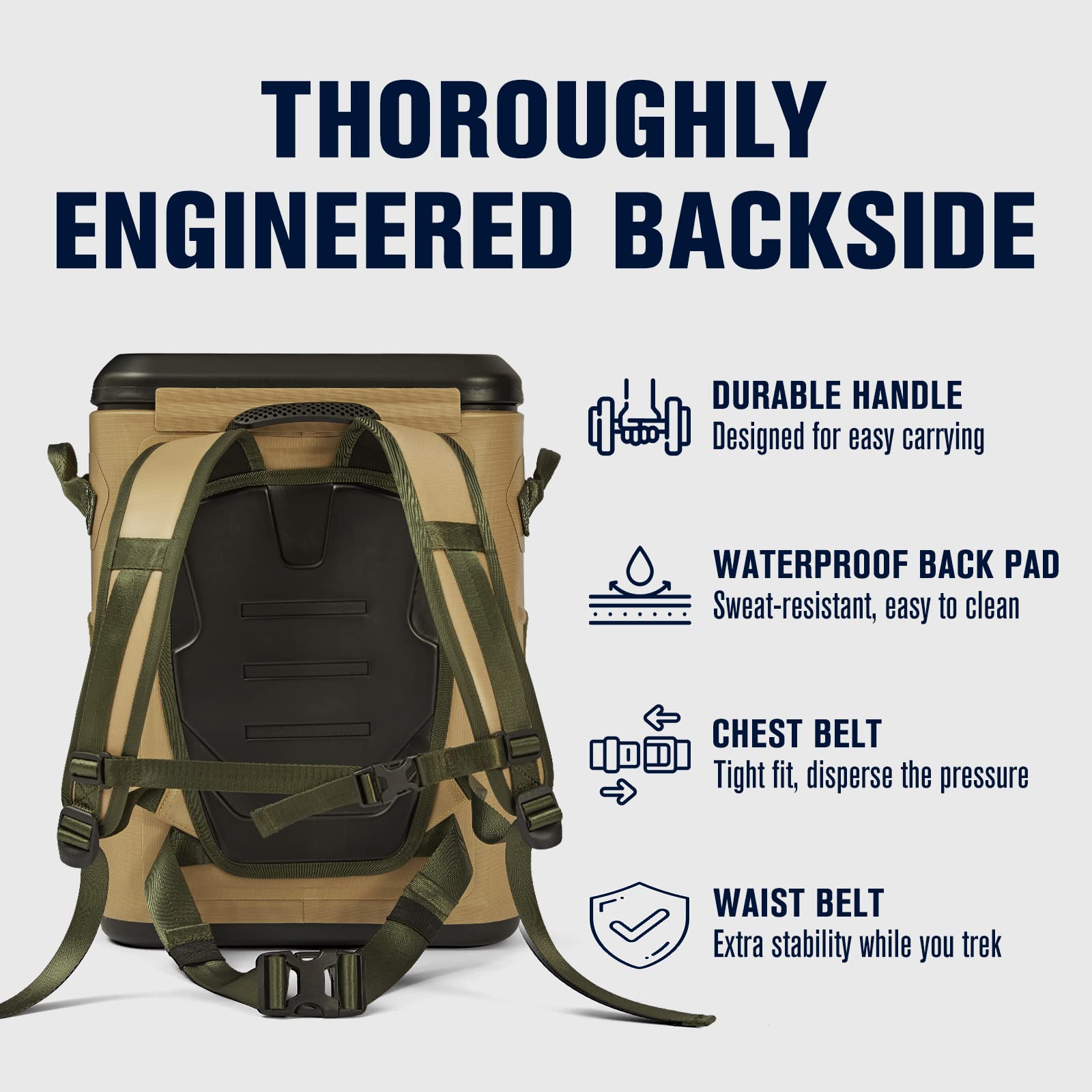 Novoto Magnetic Backpack Cooler 30 Can, Insulated Soft Cooler Bag For Men & Women, Zipperless Waterproof Soft Sided Cooler For B
