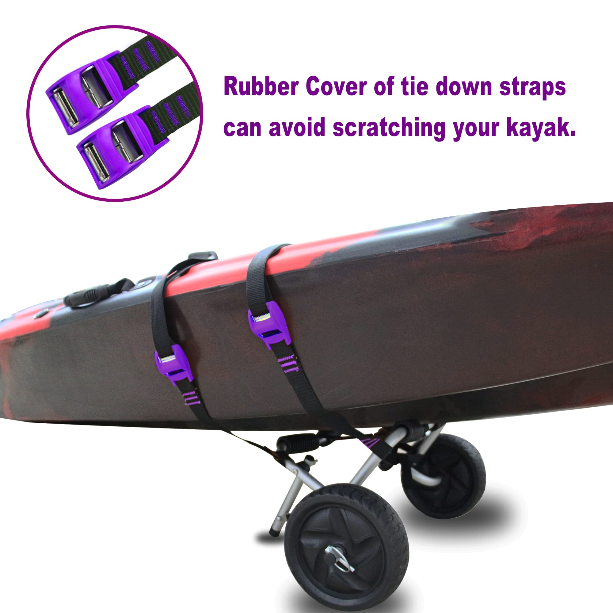 Asmsw Kayak Cart Canoe Paddleboard Sup Trolley Carrier With No-Flat Wheels 100Lbs Capacity
