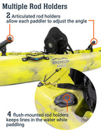 Bkc Tk219 12.5-Foot Tandem 2 Or 3 Person Sit On Top Fishing Kayak W/Padded Seats And Paddles (Camo)