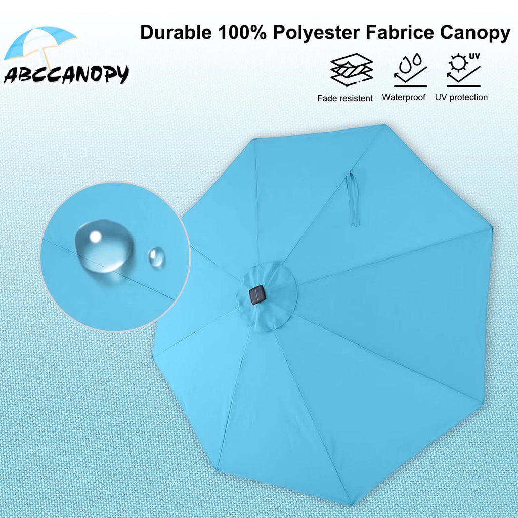 Abccanopy Durable Solar Led Patio Umbrellas With 32Led Lights 9Ft (Turquoise)