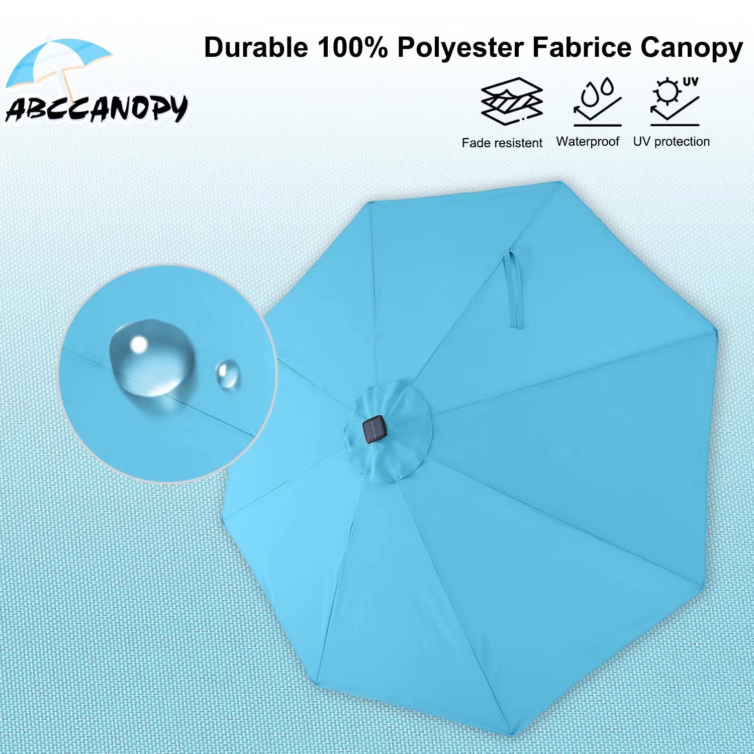 Abccanopy Durable Solar Led Patio Umbrellas With 32Led Lights 9Ft (Turquoise)