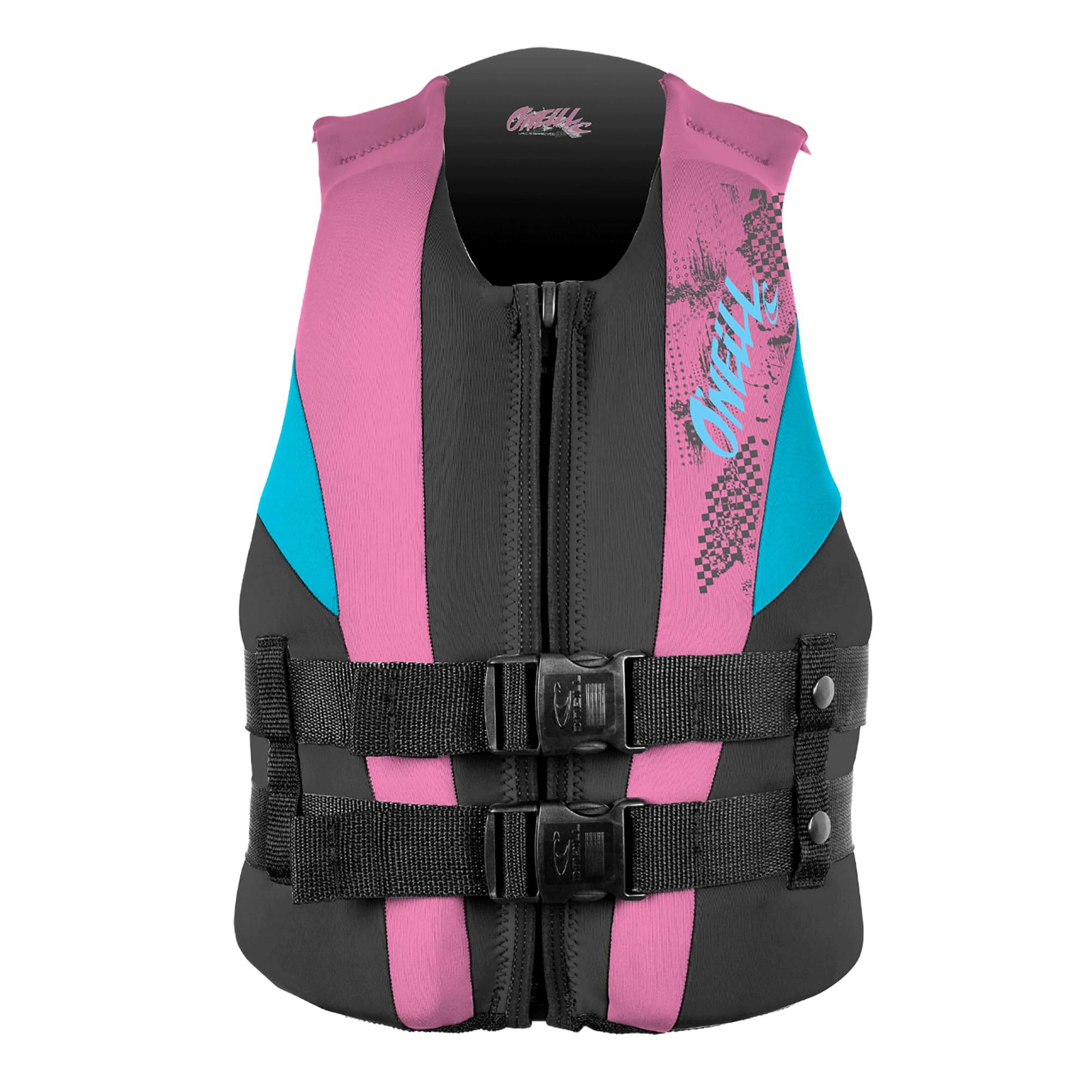 O'Neill Youth Reactor Uscg Life Vest, Black/Pet/Turquoise, 1Sz