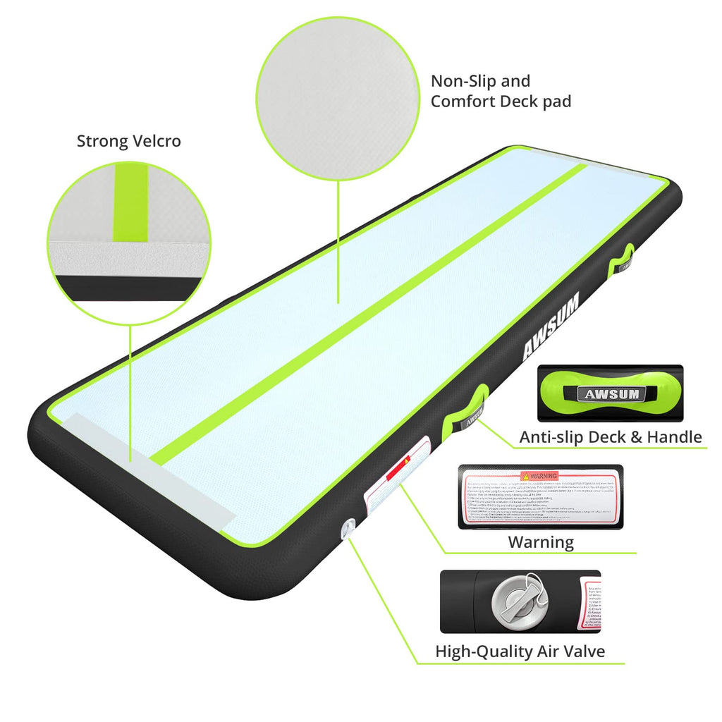 Awsum 10Ft/13Ft/16Ft/20Ft/23Ft Air Mat Tumbling Track 4/8 Inches Thick Inflatable Training Mat Gymnastics Mat With Electric Pump