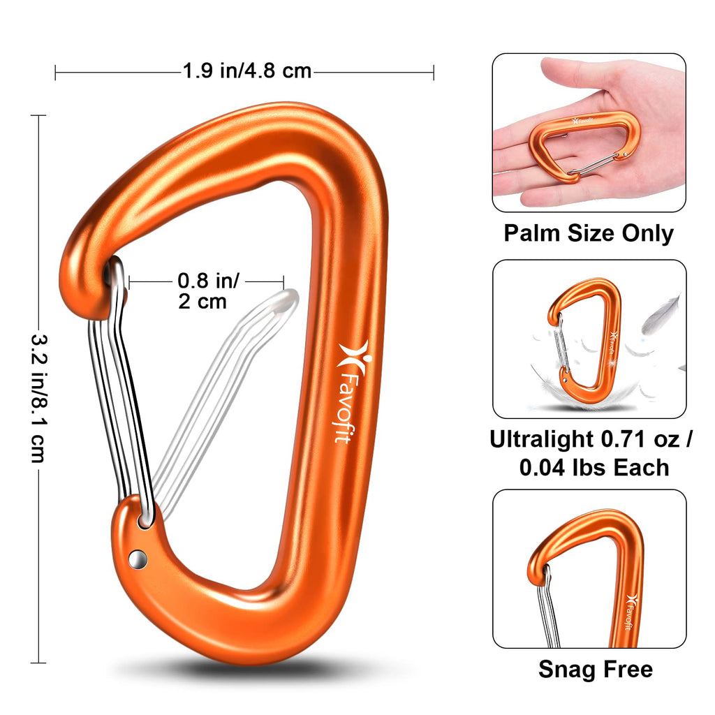 Favofit Carabiner Clips, 4 Pack, 12Kn (2697 Lbs) Heavy Duty Caribeaners For Camping, Hiking, Outdoor And Gym Etc, Small Carabine
