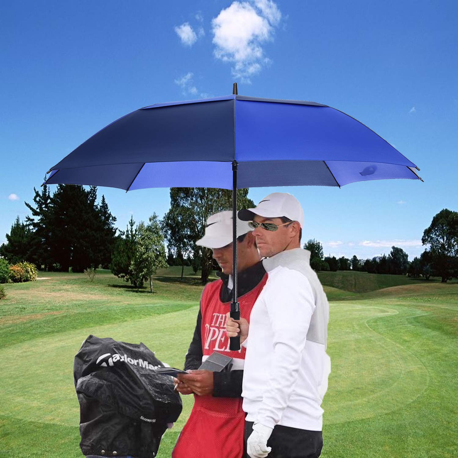 Mrtlloa Automatic Open Golf Umbrella Extra-Large Oversized Double Canopy Vented Windproof Waterproof Stick Rain Golf Umbrellas F