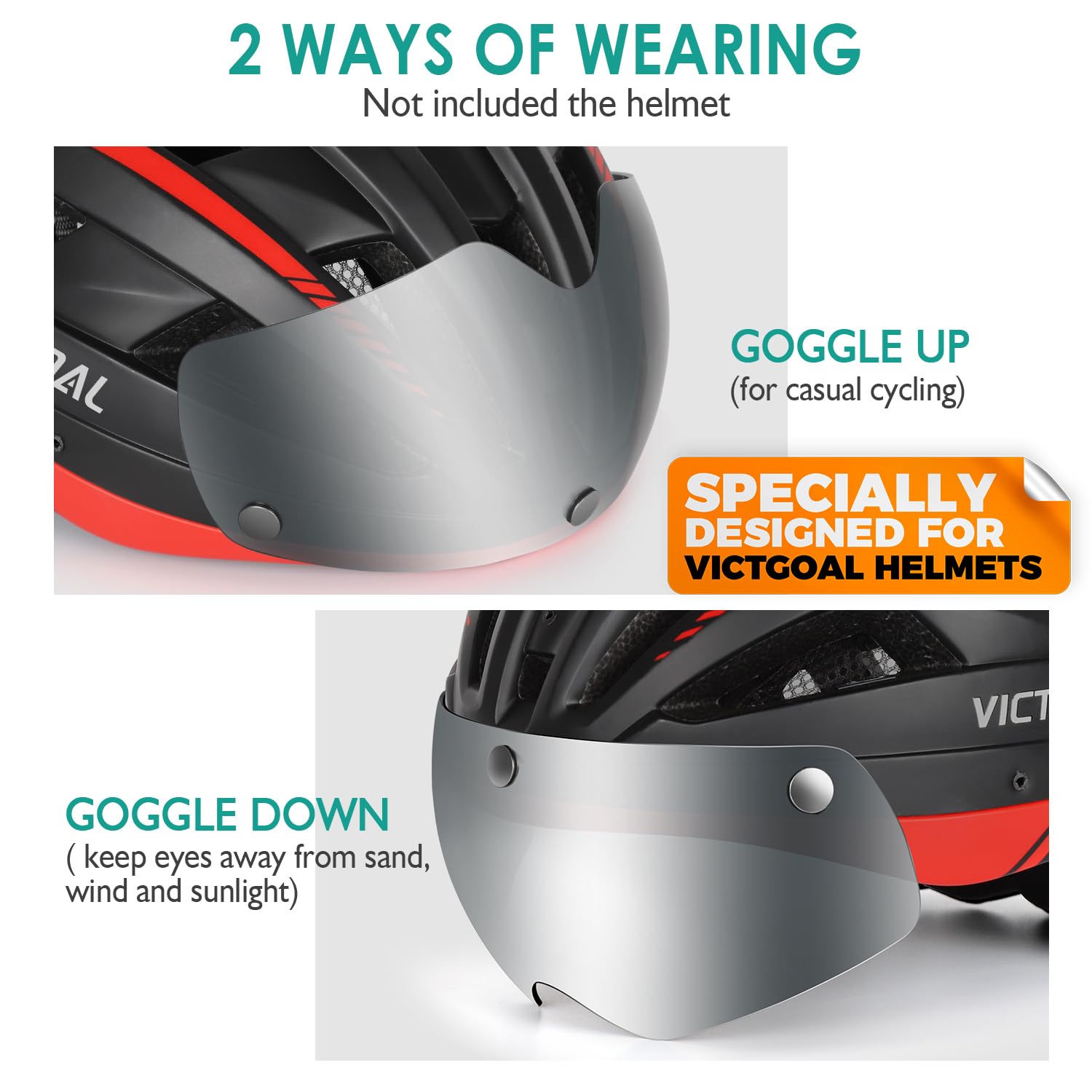 Victgoal Detachable Magnetic Bike Helmet Goggles Visor For Vg110 Bicycle Helmet (Silver)