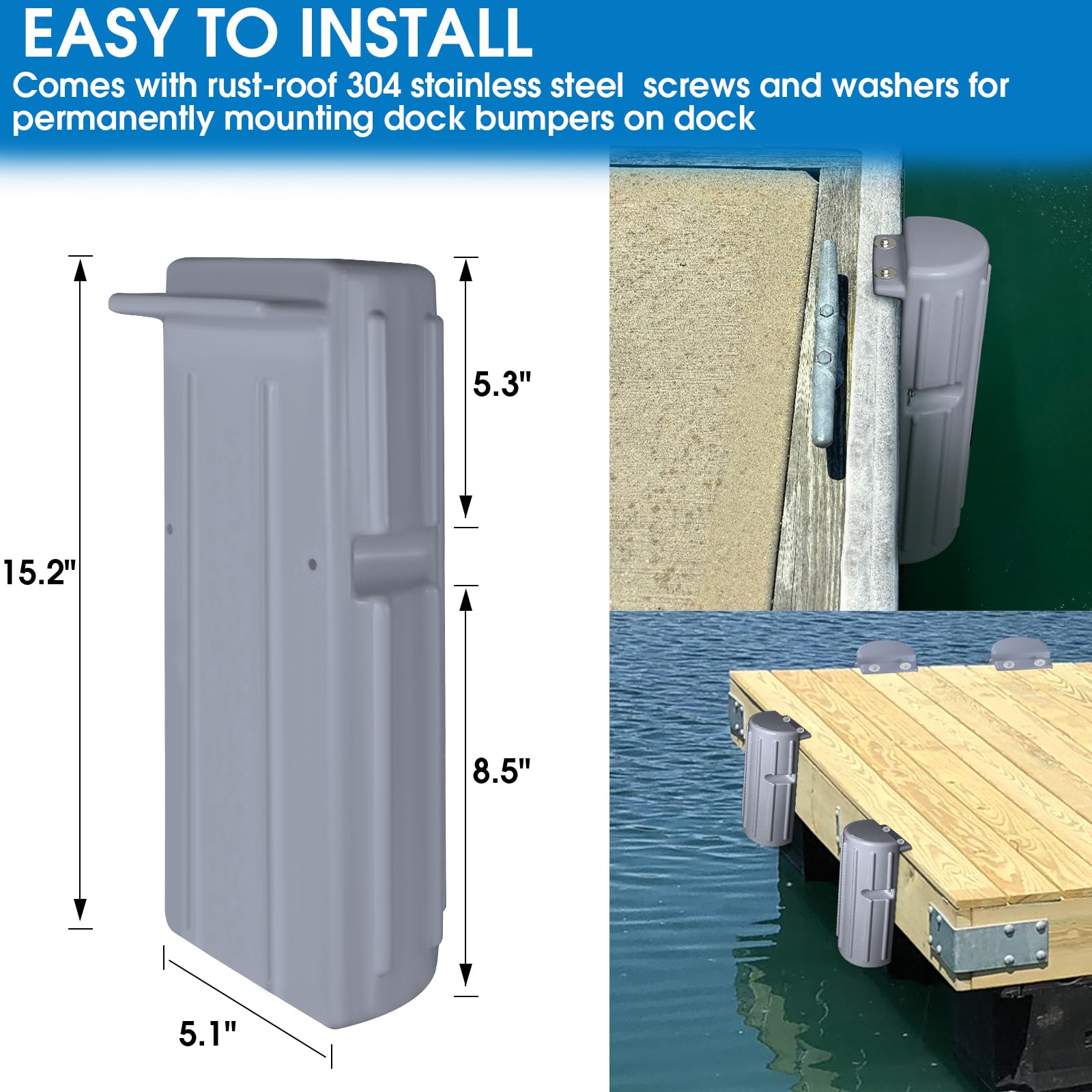 Dock Bumpers Fenders,Boat Dock Bumpers For Edge Or Side,Marine Fender Guard,Vertical Protection,Soft Durable Construction,Includ