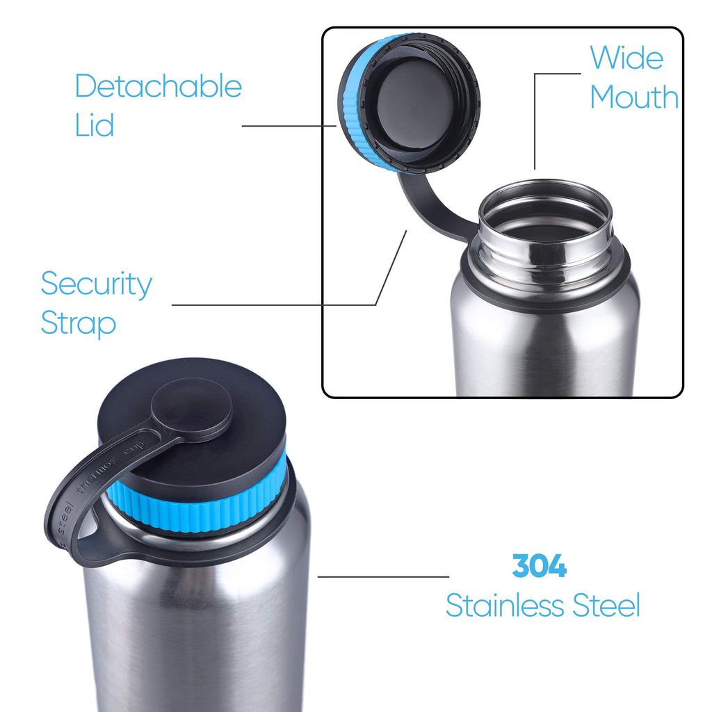 Gearland Canteen Stainless Steel Water Bottle With Nested Camping Cup And Lid For Bug Out Bag, Bushcraft Gear, Metal Canteen Wit