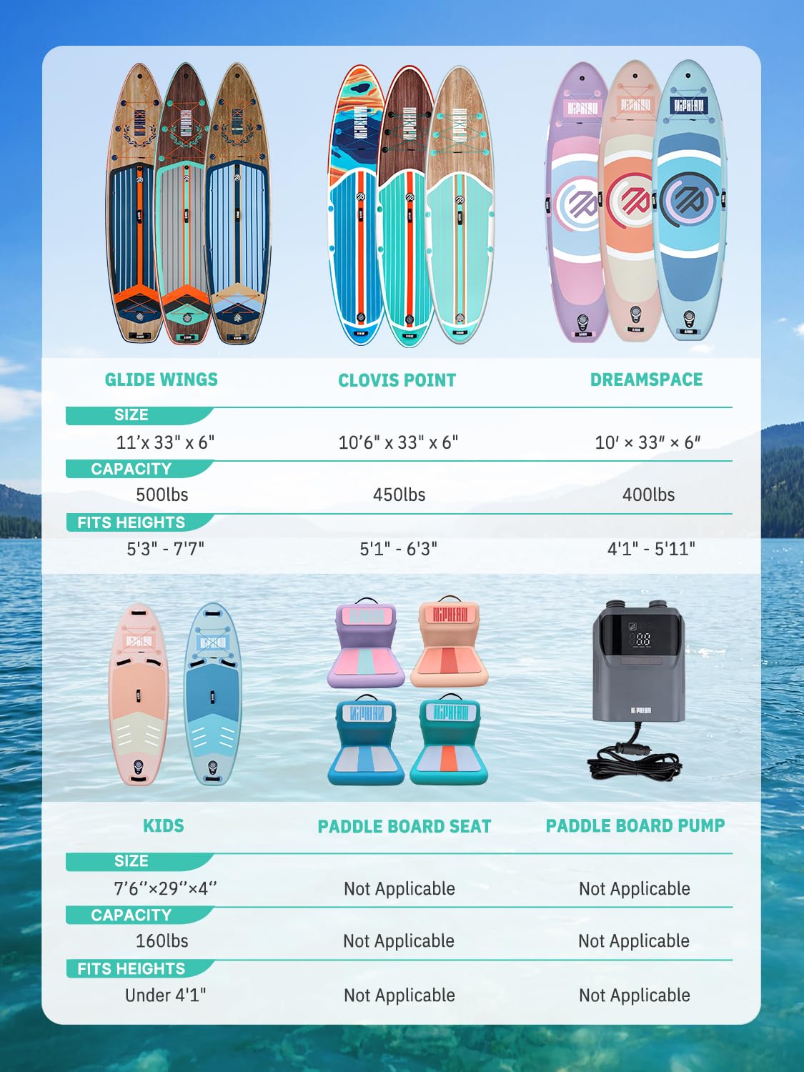 Niphean Paddle Board with Seat, 106 Paddleboard Inflatable Paddle Board with Seat Anti-Slip EVA Deck and StabilTrac Fin, Inflata