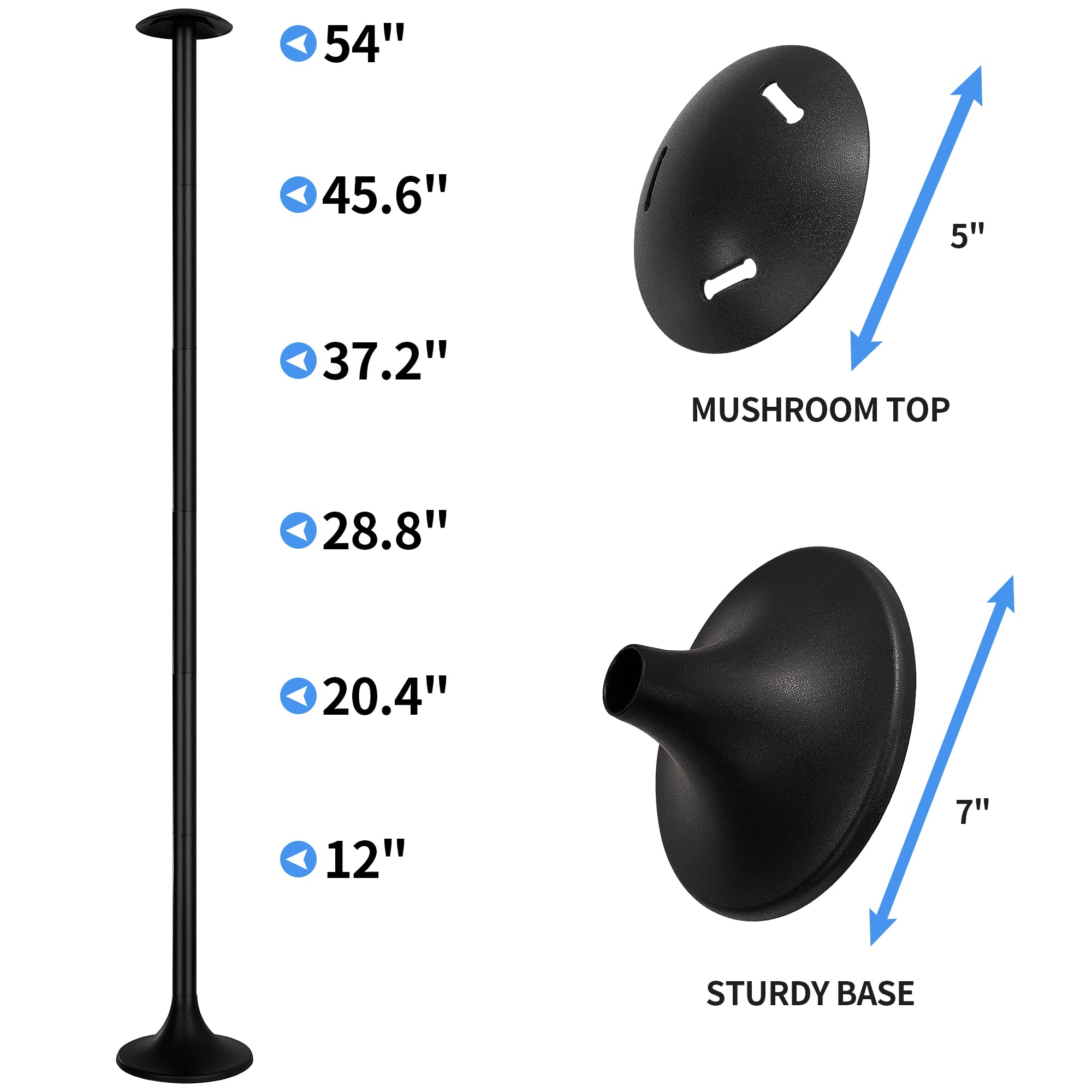 Nexcover Boat Cover Support Pole 2 Pack | Adjustable Height From 12'' To 54'' | 6-Stage Extension Pole | Abs Support Pole For Bo