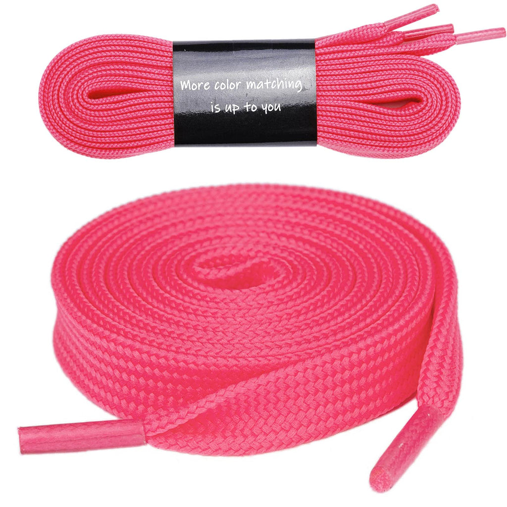 Olukssck 1 Pair Flat Shoe Laces For Sneakers, 25 Wide Athletic Shoelaces Hot Pink 54 Inch(137Cm)