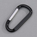 6Pcs Black Carabiner Caribeaner Clip,3'' Large Aluminum D Ring Shape Carabeaner With 6Pcs Keyring Keychain Hook