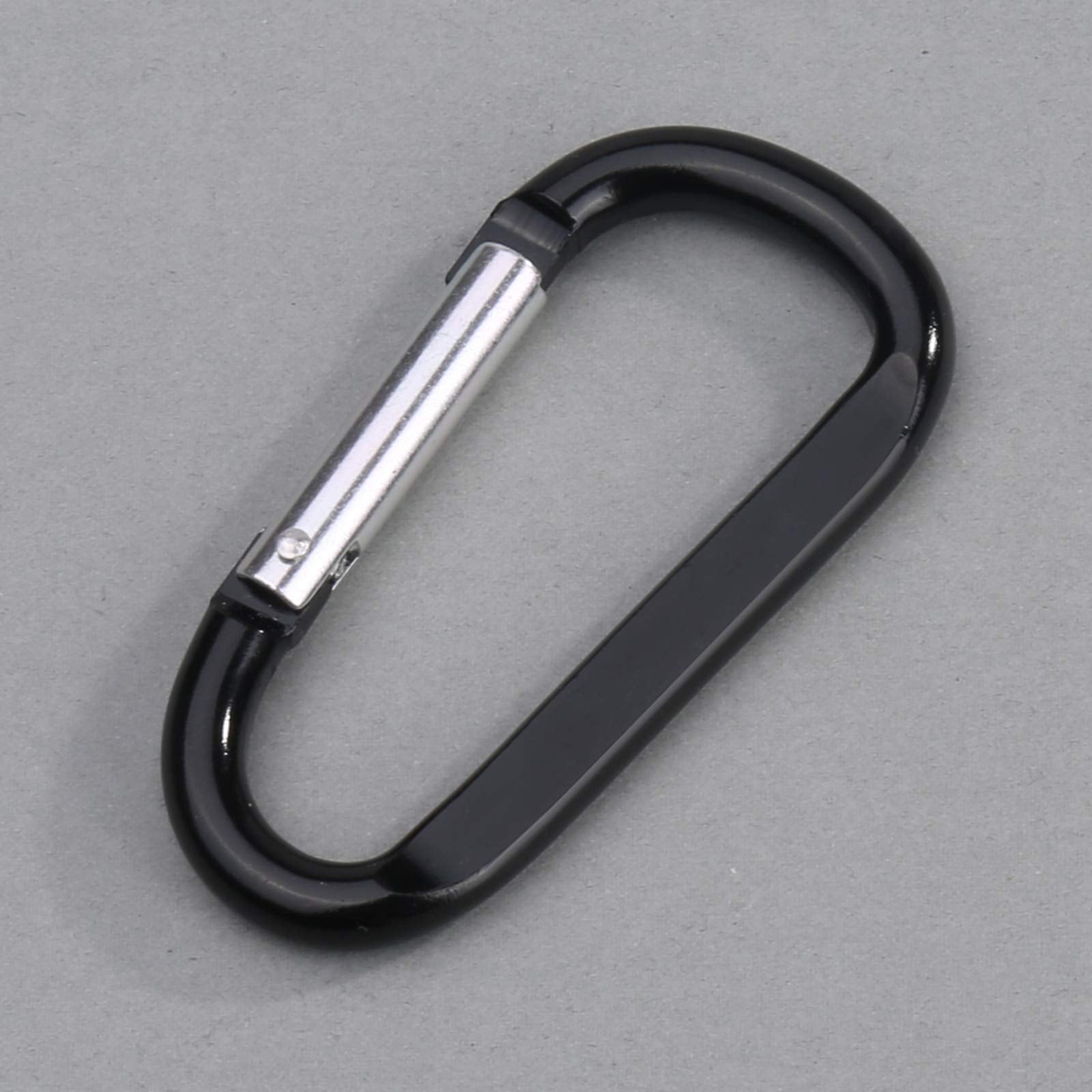 6Pcs Black Carabiner Caribeaner Clip,3'' Large Aluminum D Ring Shape Carabeaner With 6Pcs Keyring Keychain Hook