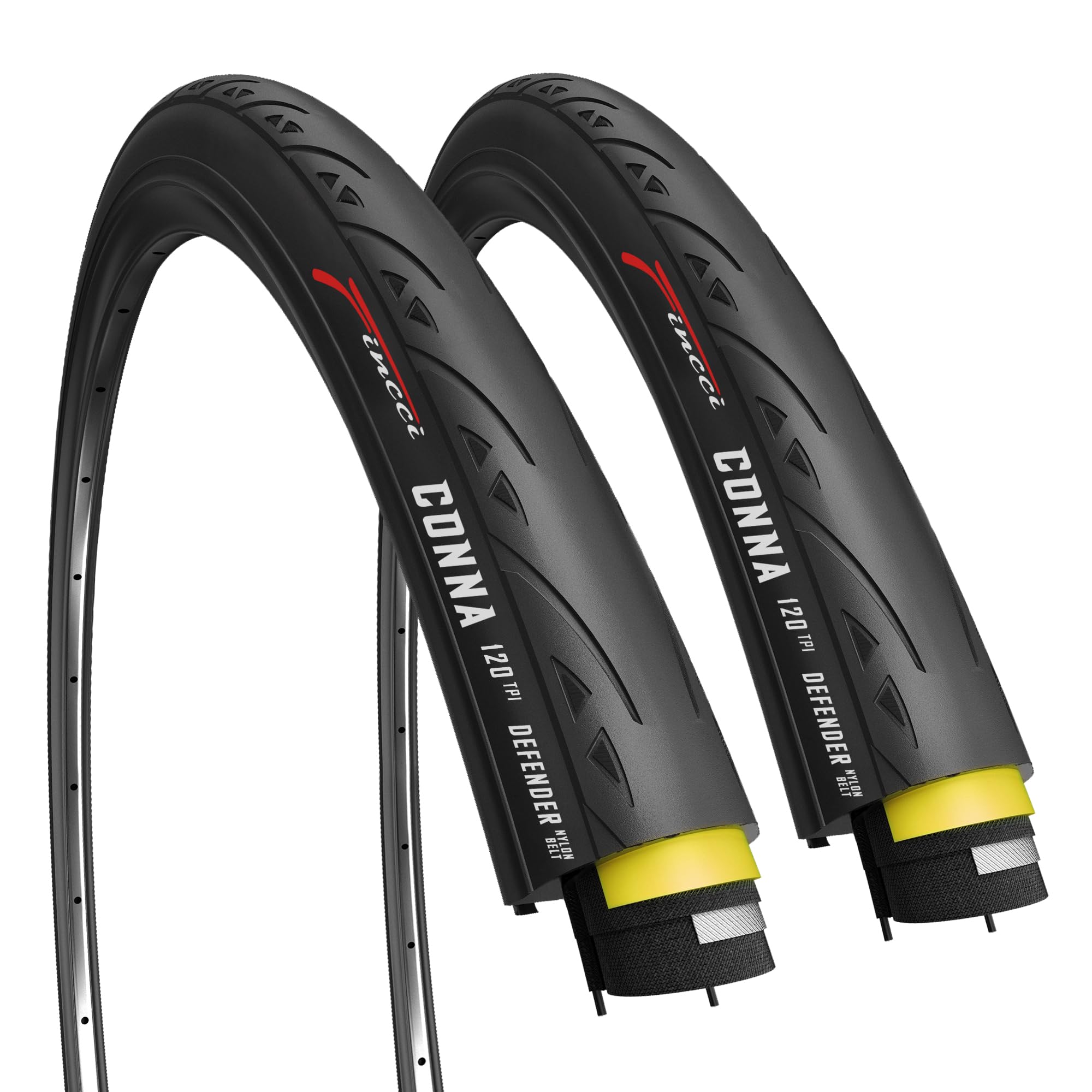 Fincci Pair 700 X 25C Tire Foldable 120 Tpi For Racing Touring Cycling All Season Bicycle - Pack Of 2 Road Bike Tires 700X25C