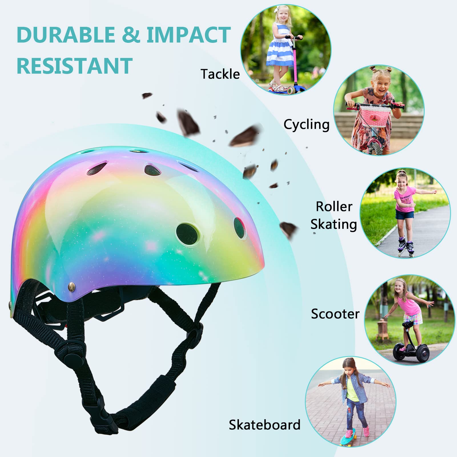 Toddler Helmet, Bienbee Kids Bike Helmet Skateboard Helmets For Bicycle Balance Bike Scooter For Girls Kids Age 3-5-8 Years Rain