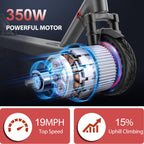 MAXSHOT Electric Scooter Adults & Big Kids, 350W Powerful Motor, Top Speed 16/19MPH, 12/16/19/21Miles Range, 8.5 Solid Tires Fol