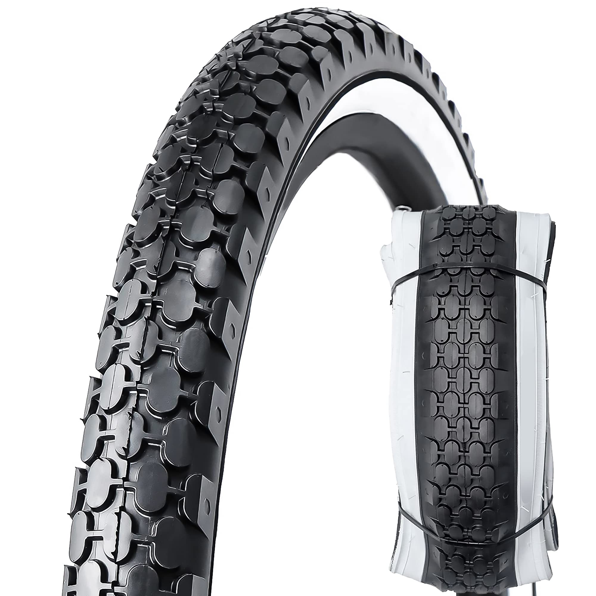 Mohegia Bike Tire,24'' X 2.125'' Folding Beach Cruiser Bicycle Replacement Tires/White Side Wall   