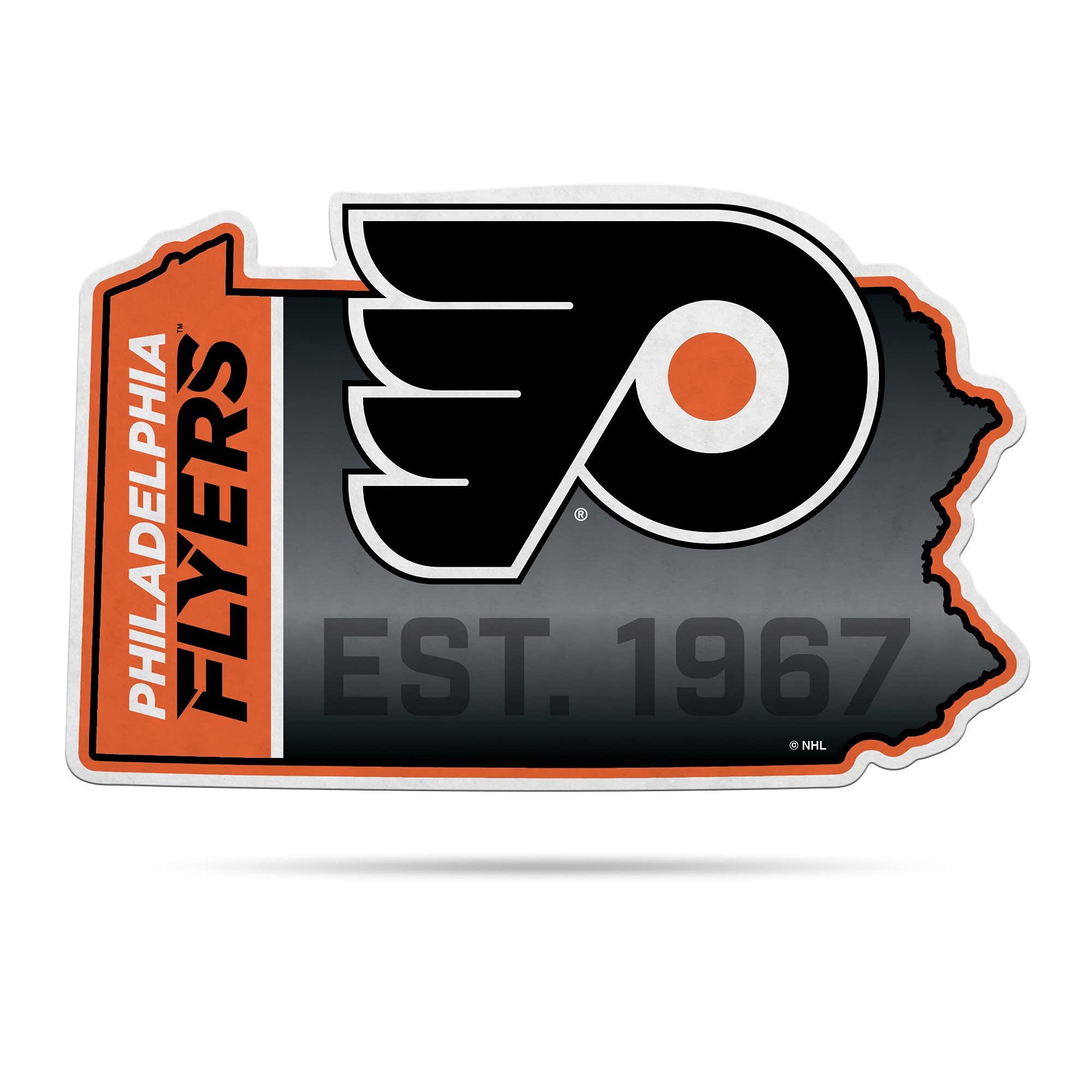 Rico Industries Nhl Philadelphia Flyers State Shape Shape Cut Pennant - Home And Living Room D  Cor - Soft Felt Ez To Hang