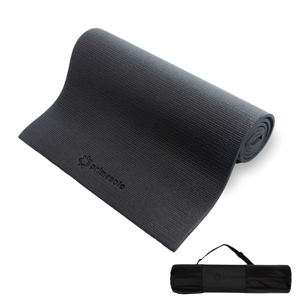 Primasole Yoga Mat With Carry Strap For Yoga Pilates Fitness And Floor Workout At Home And Gym 1/4 Thick (Black Color) Pss91Nh00