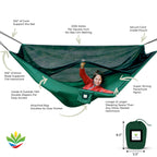 Hammock With Mosquito Net - Fully Reversible Bug Free Hammock Tent, Extra Large Sleeping Space, Bug Proof Netting & Suspension -