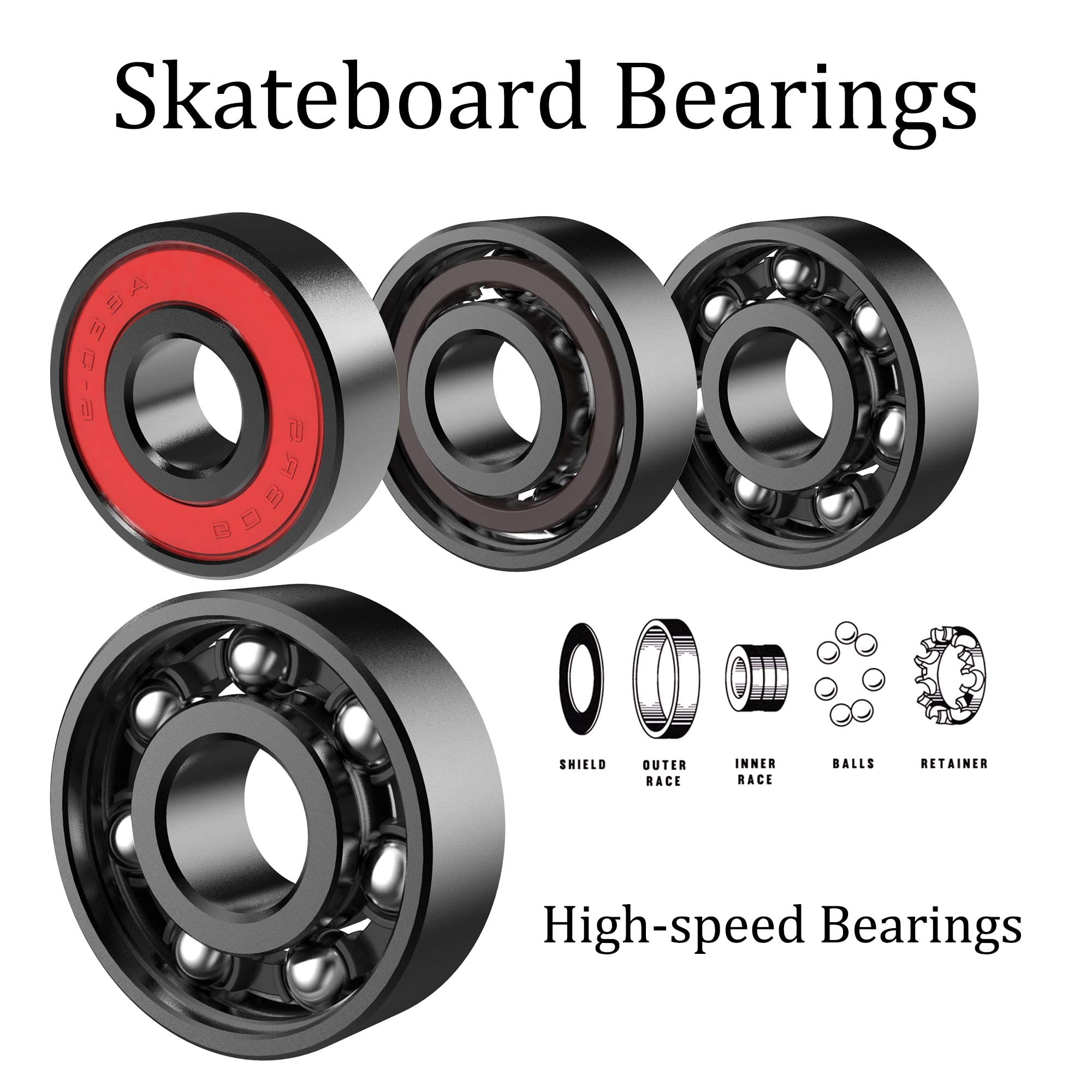 Axdt Skateboard Wheels Set,Include Skateboard Trucks, Skateboard Wheels 52Mm, Skateboard Bearings, Skateboard Pads, Skateboard H