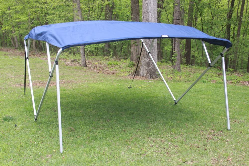Navy Blue Square Tube Frame VORTEX 4 Bow Pontoon/Deck Boat Bimini TOP 8' Long, 97-103 Wide