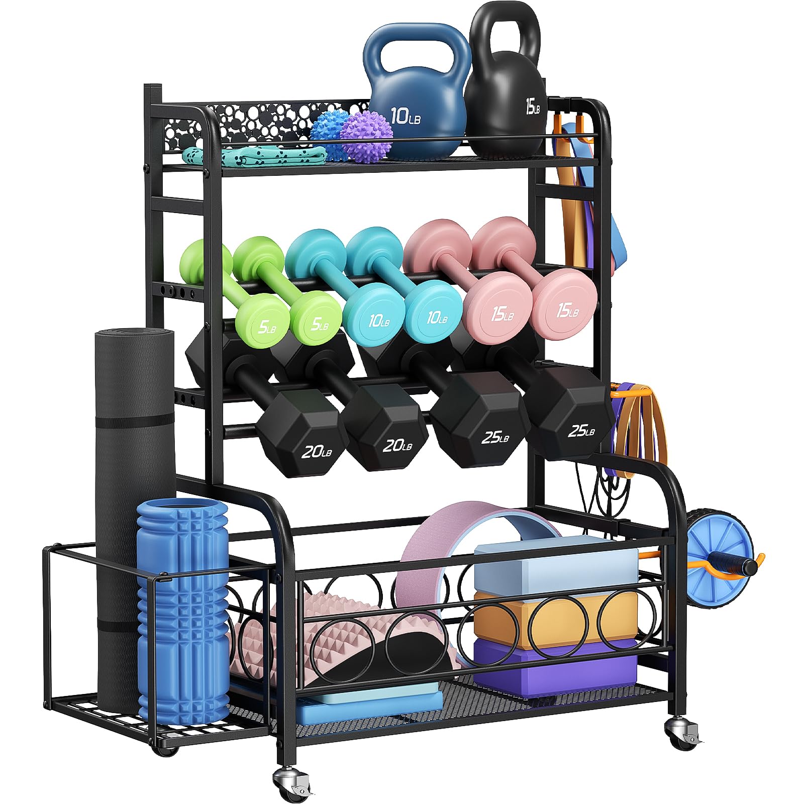 Weight Rack For Dumbbells, Dumbbell Rack Weight Stand, Vopeak Home Gym Storage Rack For Yoga Mat Kettlebells And Strength Traini