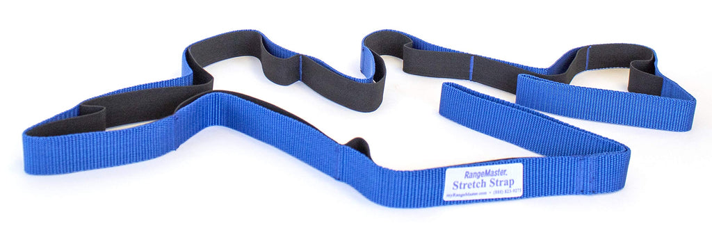 Rangemaster Stretch Strap, Multi-Loop Strap With Exercise Guide For Physical Therapy, Yoga, Flexibility (Blue)