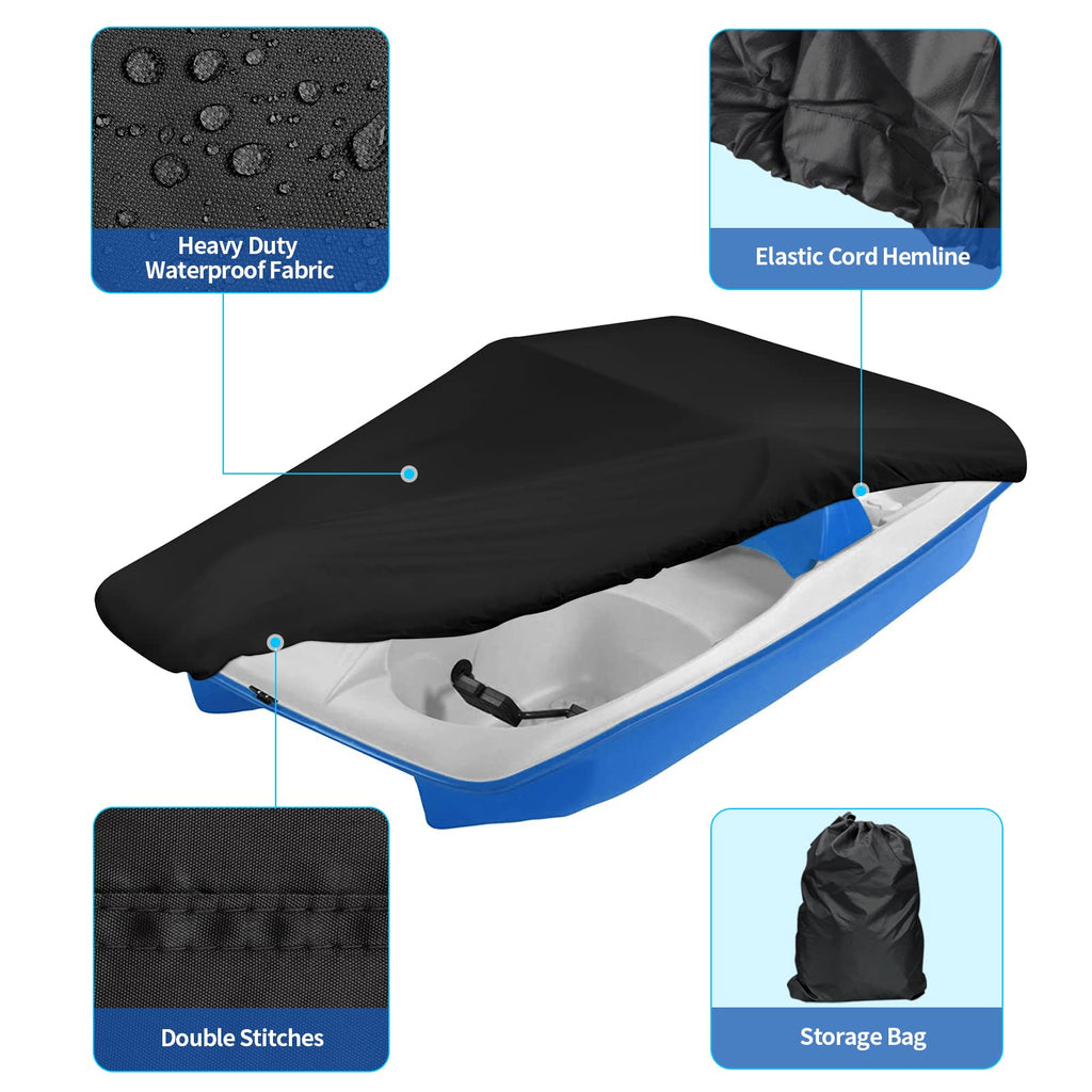 Icover Pedal Boat Cover, Fits 3 Or 5 Person Pedal Boat Water Proof Heavy Duty Paddle Boat Cover, Black