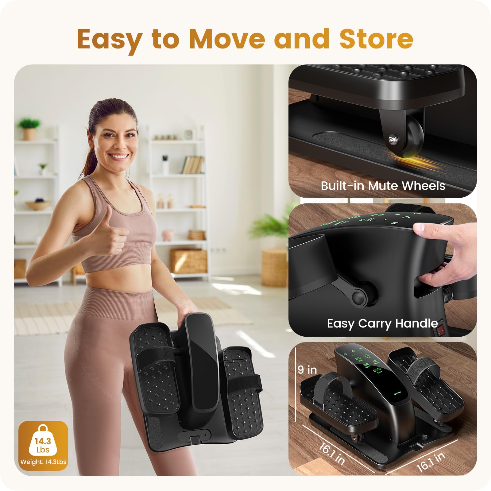 Sportneer Under Desk Elliptical Training Machines: Pedal Exerciser Electric 2 In 1 Auto Or Manual With 12 Adjustable Speeds Port