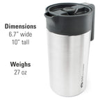 Gsi Outdoors, Glacier Stainless Javapress, 30Oz French Press Coffee Mug For Camping, Brushed