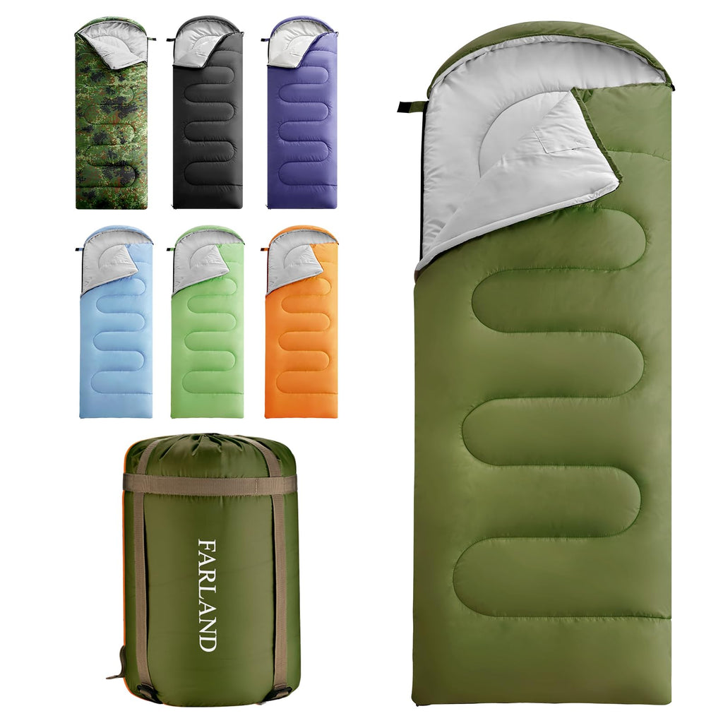 Farland Sleeping Bags For Adults Teens Kids With Compression Sack Portable And Lightweight For 3-4 Season Camping, Hiking,Waterp