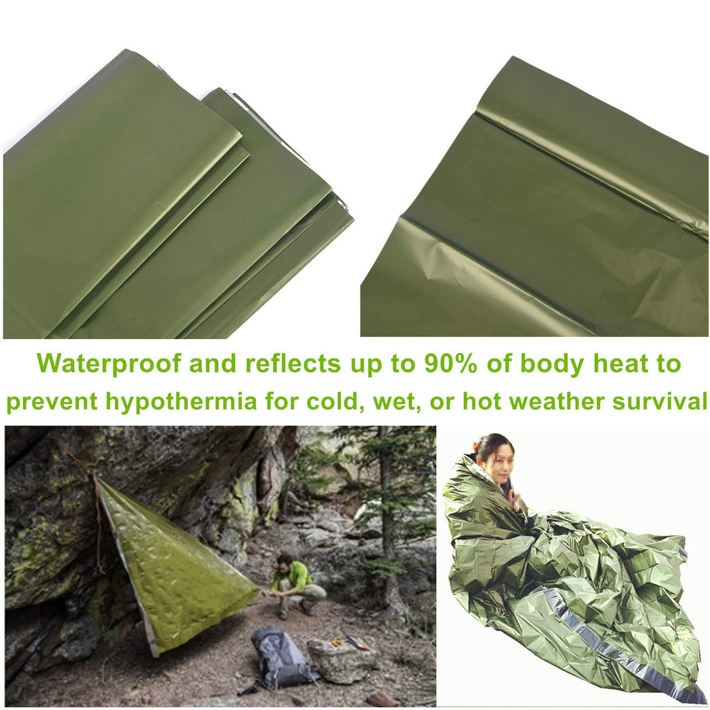 2Pcs Emergency Sleeping Bag, Lightweight Survival Sleeping Bags Thermal Bivvy Sack Emergency Blanket Survival Gear For Camping,