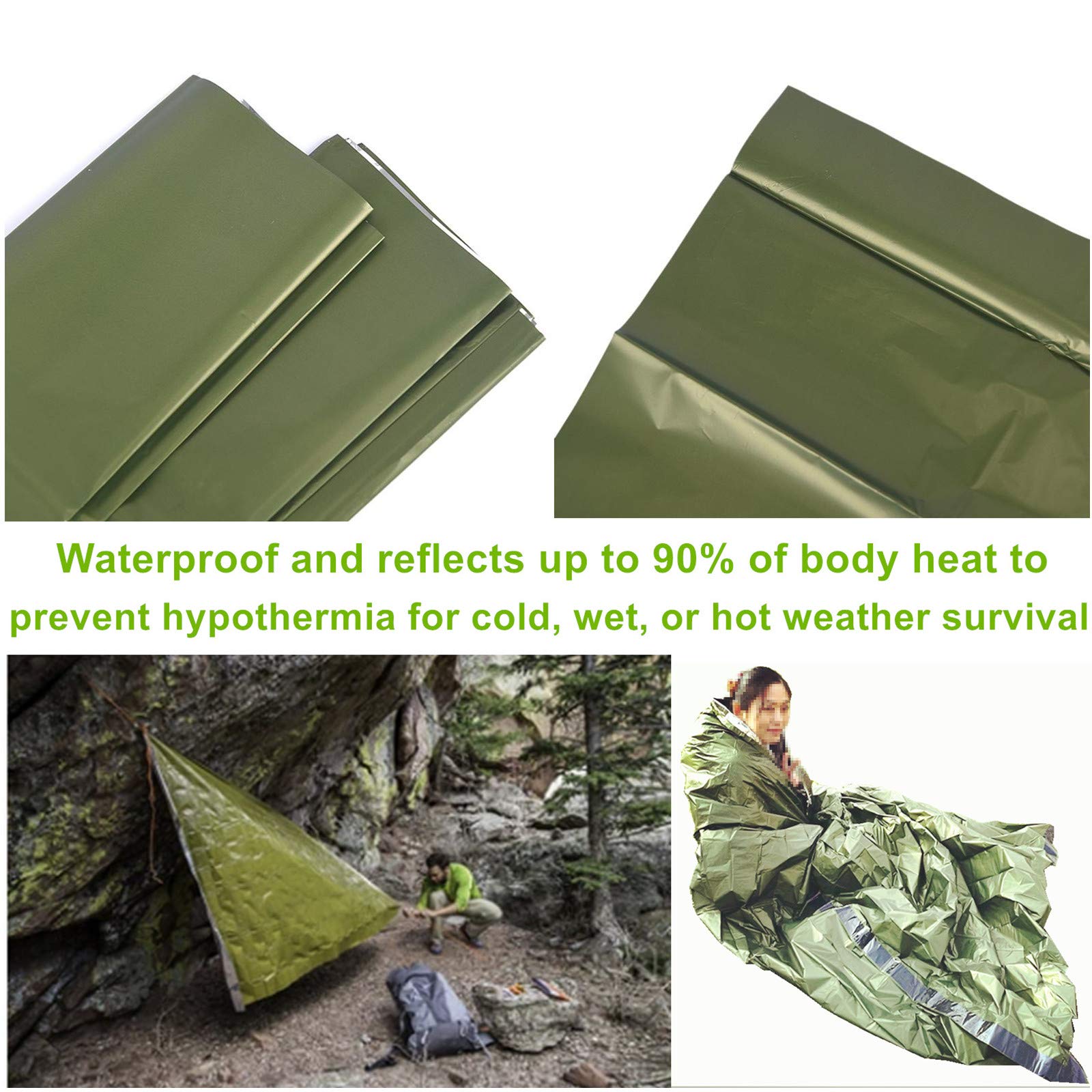 2Pcs Emergency Sleeping Bag, Lightweight Survival Sleeping Bags Thermal Bivvy Sack Emergency Blanket Survival Gear For Camping,