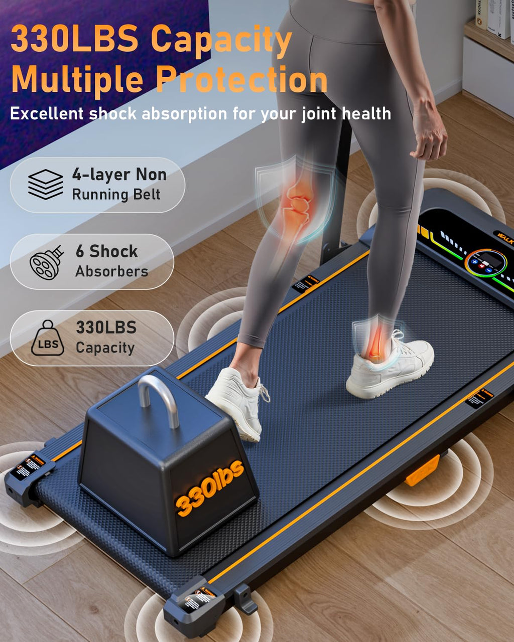 Walking Pad Treadmill, Walkwake 8% Incline Walking Pads, Compact Under Desk Treadmill For Home, 330Lb Capacity 2.5Hp Running Mac