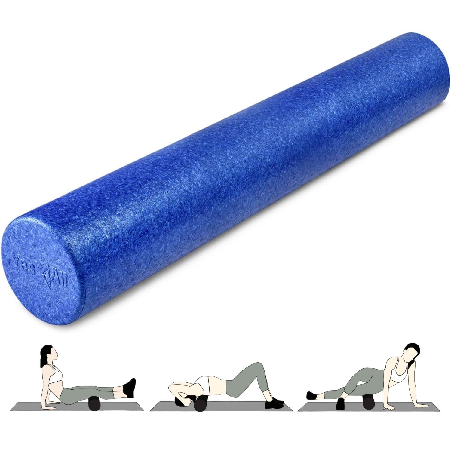 Yes4All High Density Foam Roller For Back, Variety Of Sizes & Colors For Yoga, Pilates - Blue - 36 Inches