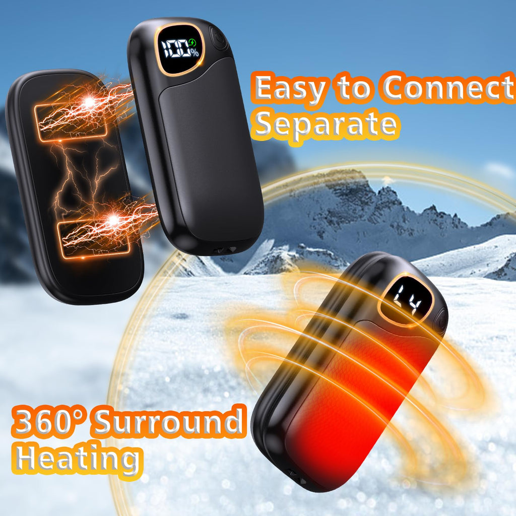 Hand Warmers Rechargeable - Electric Hand Warmers 2 Pack With Led Battery & Temp Display, Ai 4 Levels Heating Portable Electroni