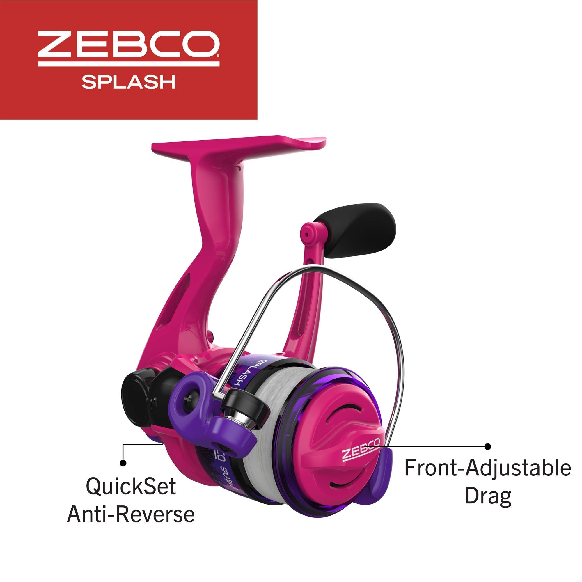 Zebco Splash Junior Spinning Reel and Fishing Rod Combo, 4-Foot 2-Piece Fishing Pole, Size 10 Reel, Changeable Right- or Left-Ha