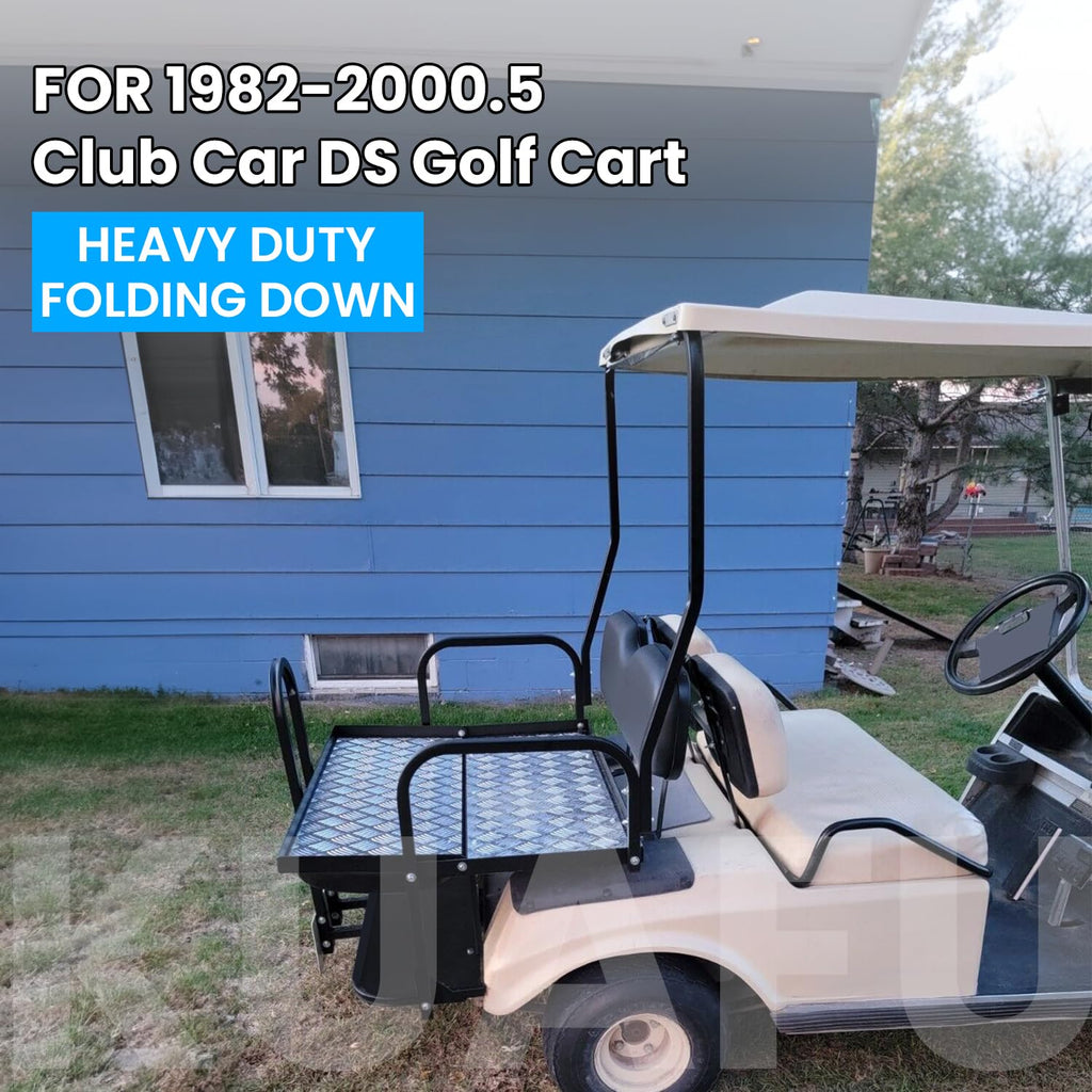 Kuafu Black Rear Flip Back Seat Compatible With 1982-2000.5 Club Car Ds Model Golf Cart 1102 Lbs Weight Capacity Heavy Duty Stee