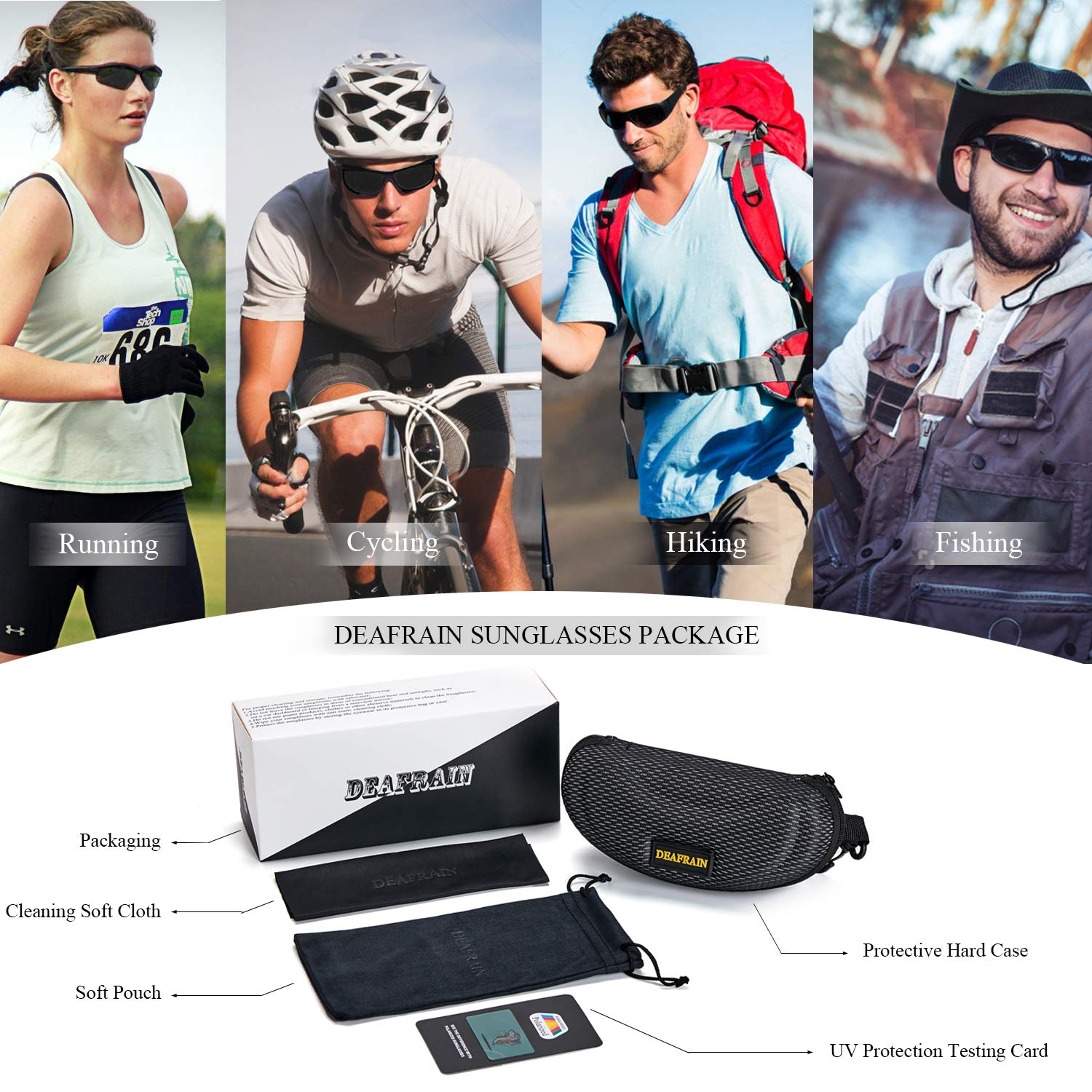 Deafrain Sports Sunglasses Polarized For Men Women Cycling Running Fishing Driving Baseball Athletic Glasses Uv400 Protection