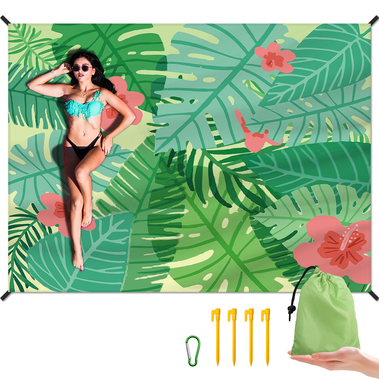 Dpwcvm Beach Blanket Waterproof Sandproof Large Beach Mat 83 X 106 For 3-5 Adults Sand Free Mat Quick Drying,Lightweight & Durab