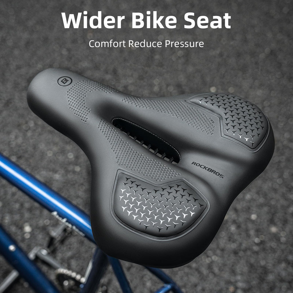 Rockbros Comfort Bike Seat - Universally Comfy Gel Bicycle Seat Fits Stationary, Mountain, And Cruiser Bike Saddles - Easy Assem