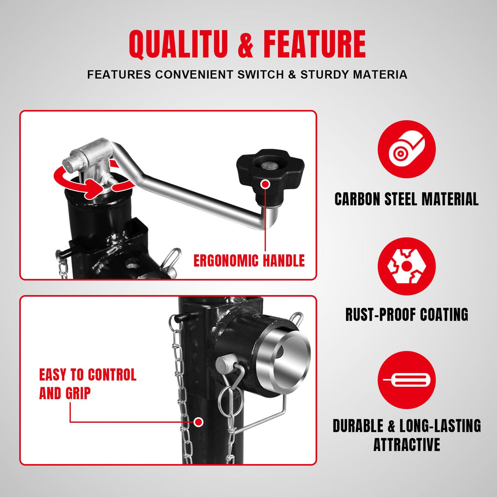 Big RED 2000 LBs Capacity Weld on Pipe Mount Swivel Trailer Jack, ATR39003R