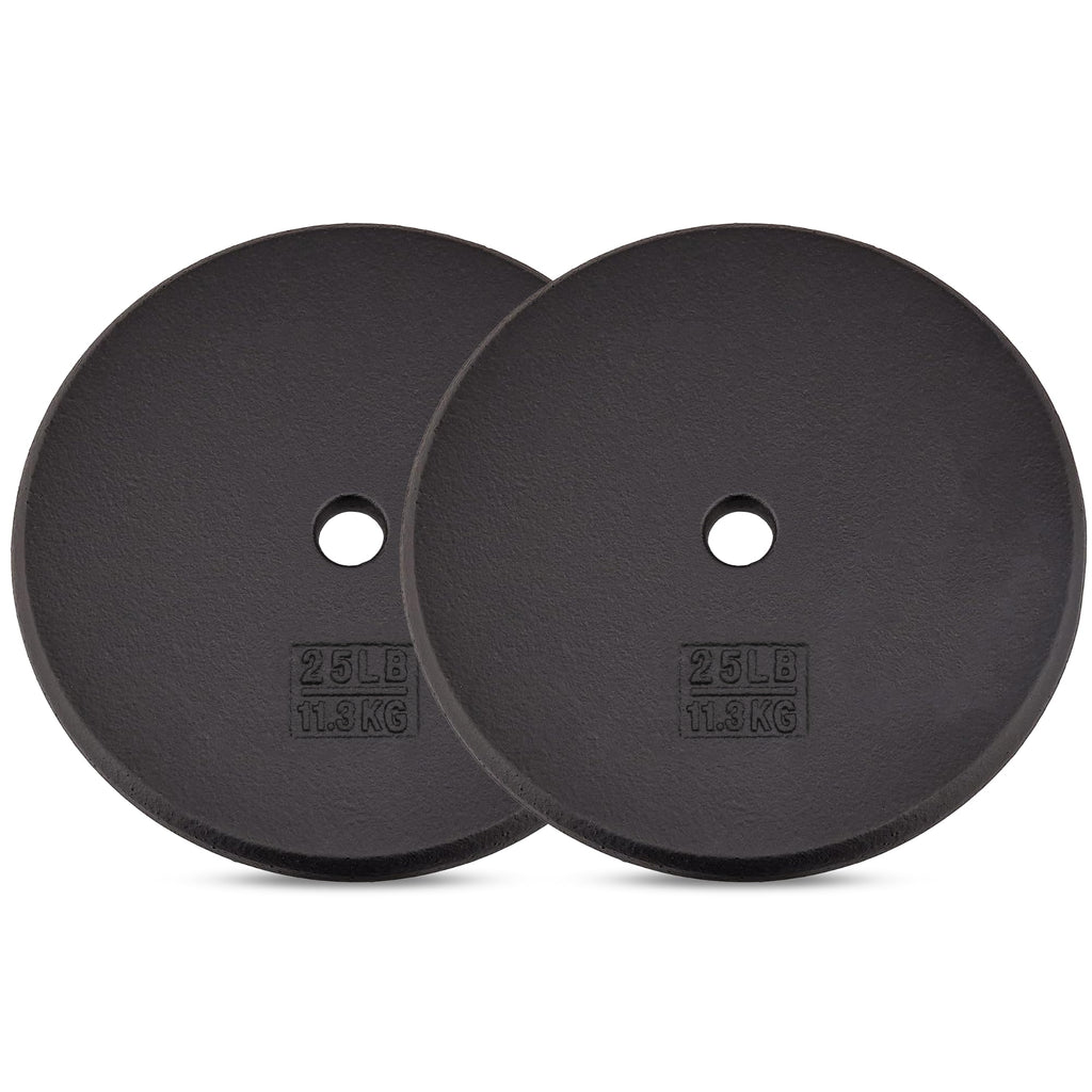 Yes4All Standard 1-Inch Cast Iron Weight Plates 5, 7.5, 10, 15, 20, 25 Lbs (Single & Pair), Black