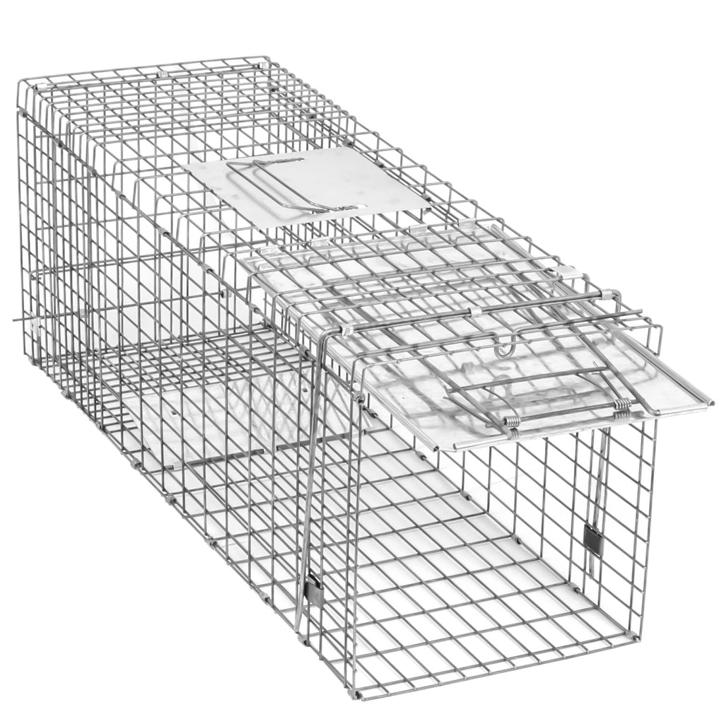 Homgarden Live Animal Cage Trap 32'' Steel Humane Release Rodent Cage For Rabbits, Stray Cat, Squirrel, Raccoon, Mole, Gopher, C