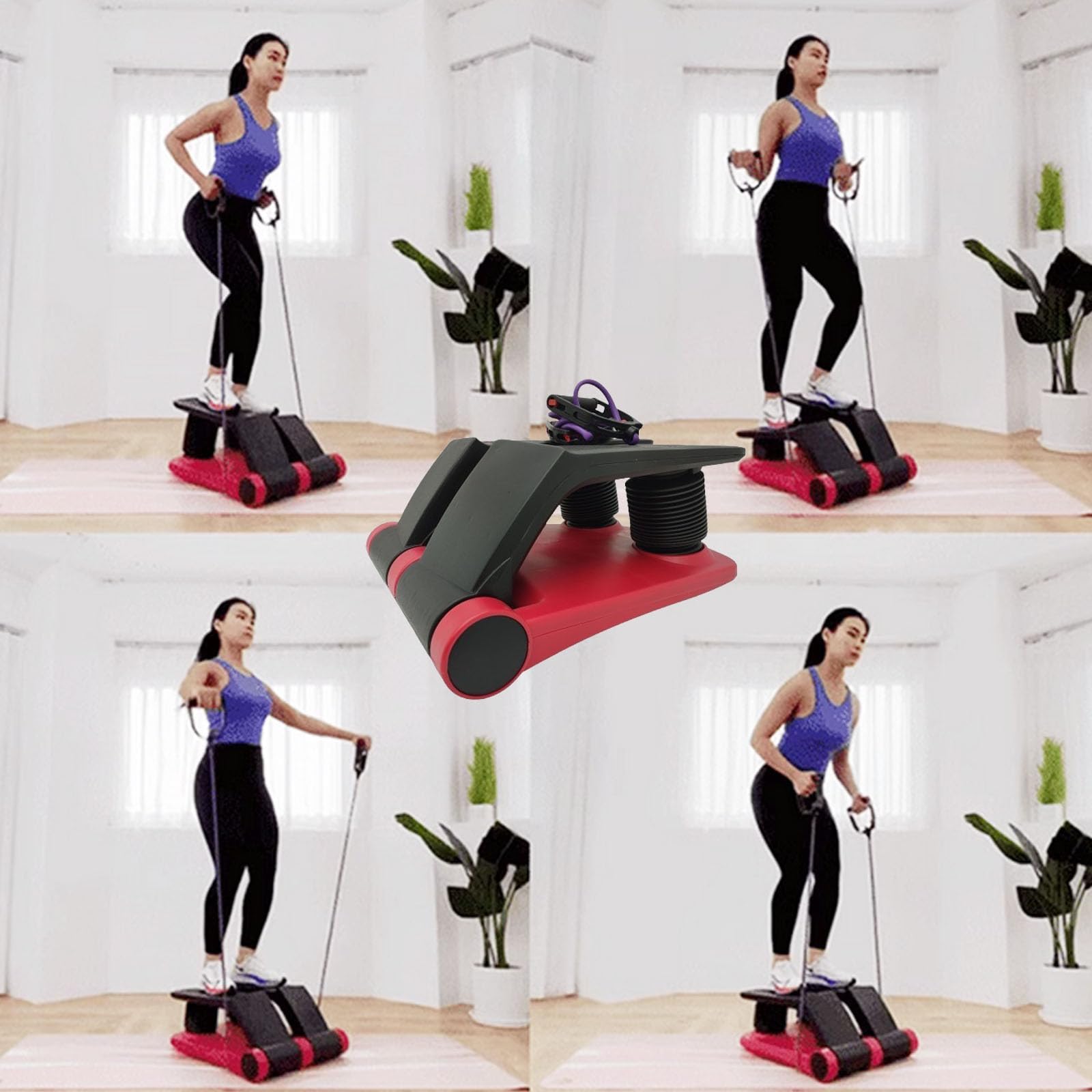 Intbuying Stepper Fitness Stair Stepper Portable Twist Stair Stepper Adjustable Resistance Fitness Exercise Machine With Resista