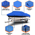 Budge B-1201-X1 1200 Denier V-Hull Fishing Boat Cover Gray 12'-14' Long (Beam Width Up To 68) Waterproof, Heavy Duty, Uv Resista