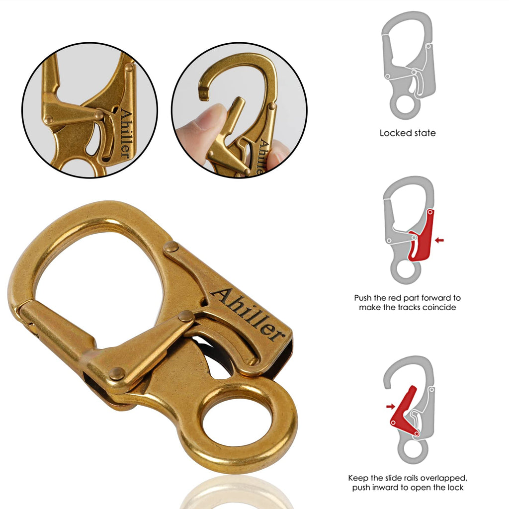 Ahiller Carabiner Clip, Double Anti-Misopening Locking Design, 3'' Zinc Alloy Heavy Keychain For Outdoor Camping Hiking, Key Rin